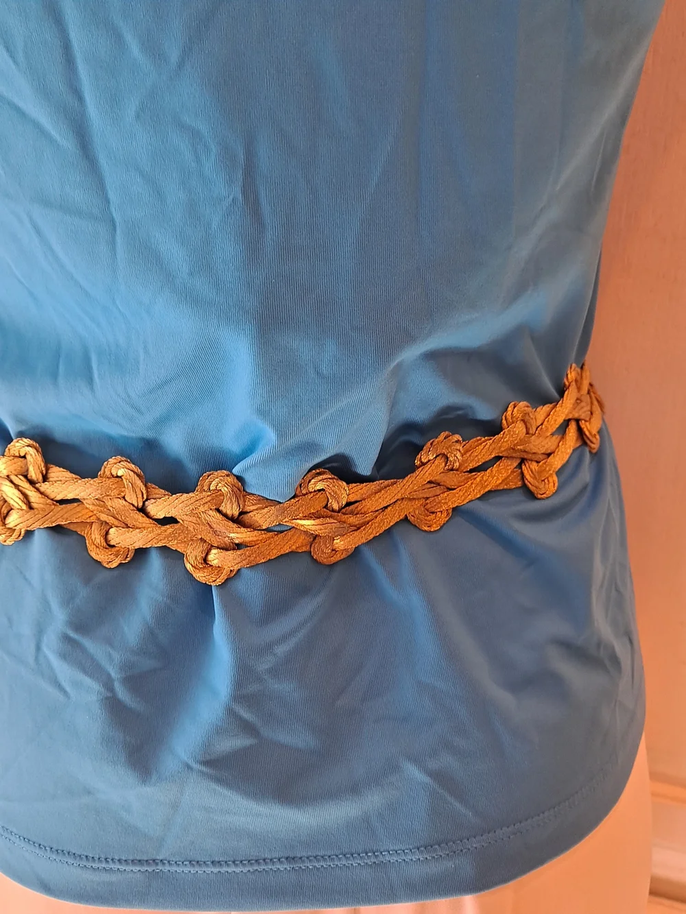 Passementerie Gold Wire Wrap Braided Rope Waist Belt Decorative Knot 80s Vintage